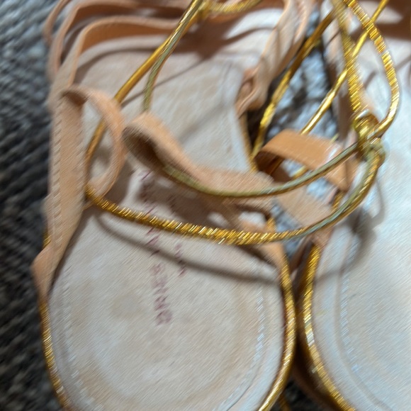 Dries Van Noten wedge Heel Gold and Peach suede Sandals, size 38.5 NEW - Picture 7 of 11